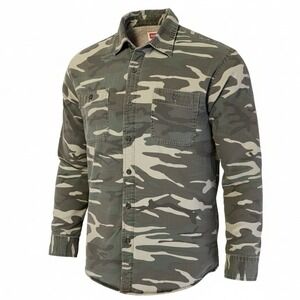 WRANGLER Men's Camo Sherpa Lined Workwear Shirt Jacket Outdoor Casual Warm